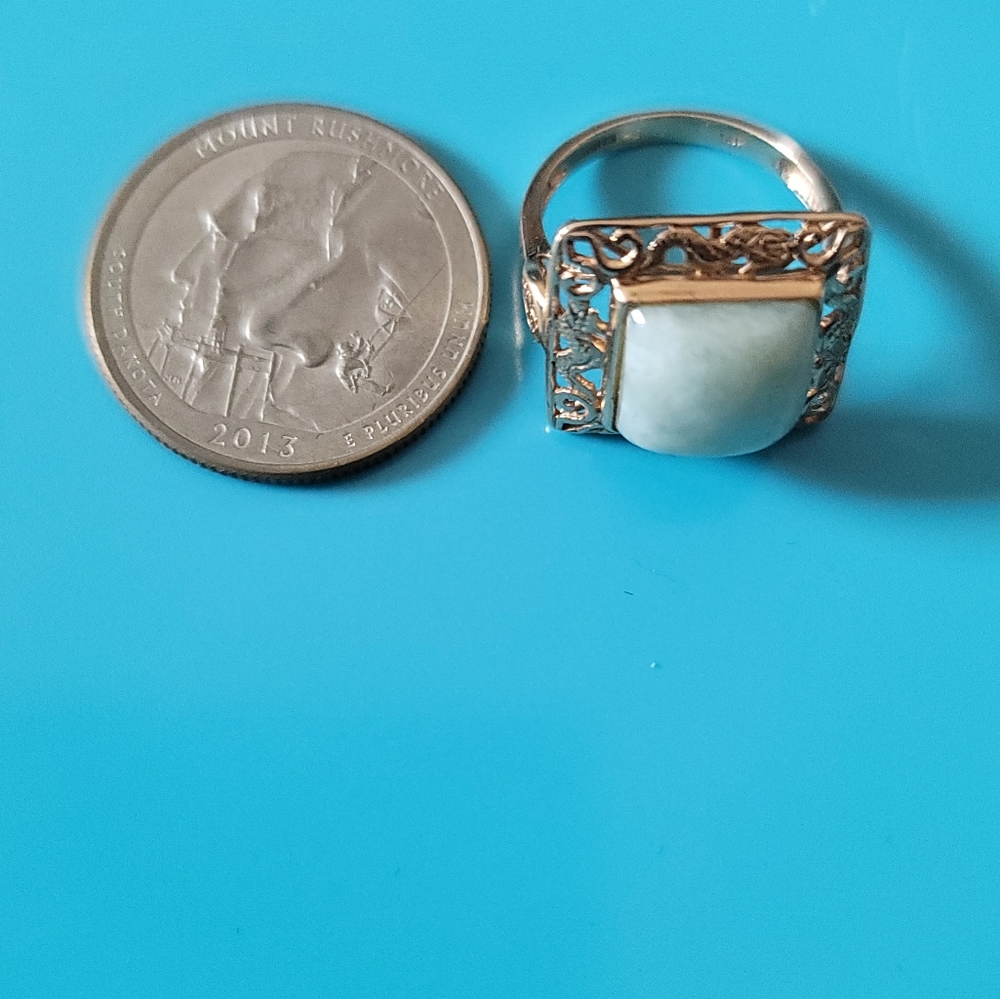 Green jade 14k yg ring sz5.75-6